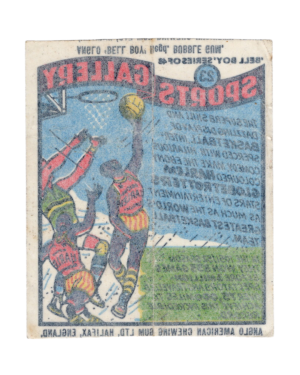 1958 Anglo American Chewing Gum Bell Boy Sports Gallery #23 Harlem Globetrotters Wax Wrapper Card Insert back
